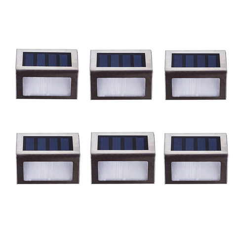 6 x Super Bright Solar Powered LED Fence Wall Lights